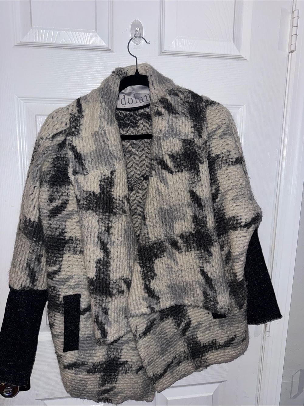dolan Black & Cream Open-Front Teddy Cardigan